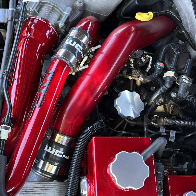 Wehrli 15-24 Ford 6.7L Power Stroke 3in Hot Side Intercooler Pipe - WCFab Red