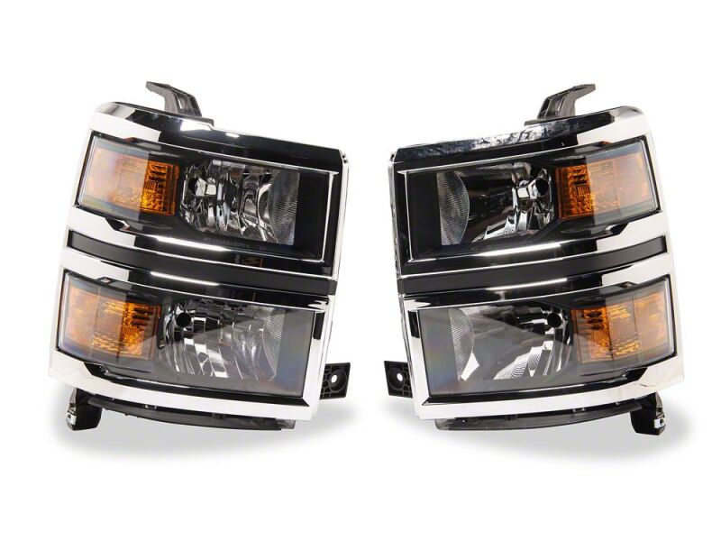 Raxiom 14-15 Chevrolet Silverado 1500 OE Style Headlights/ Chrome Trim- Black - Clear Lens