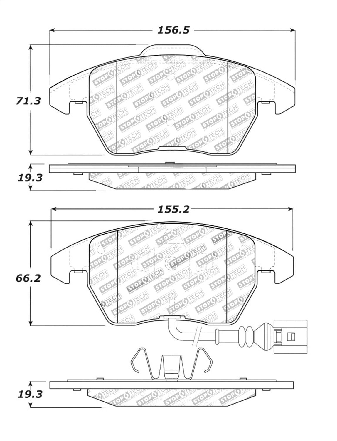 STOPTECH 104.11070 Brake pads (front) AUDI A3 8P/Quattro/TT 8J 2.0T/VW Golf MK5-6 GTI Photo-1 