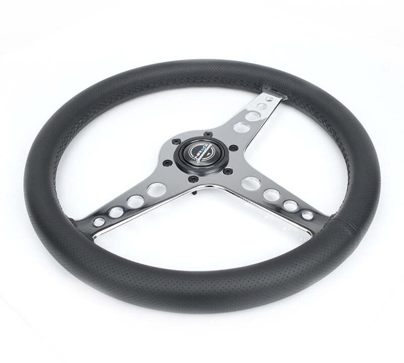 NRG Light Weight Gaming Steering Wheel - Driftz 350mm 3 Chrome Spokes Perforated Leather