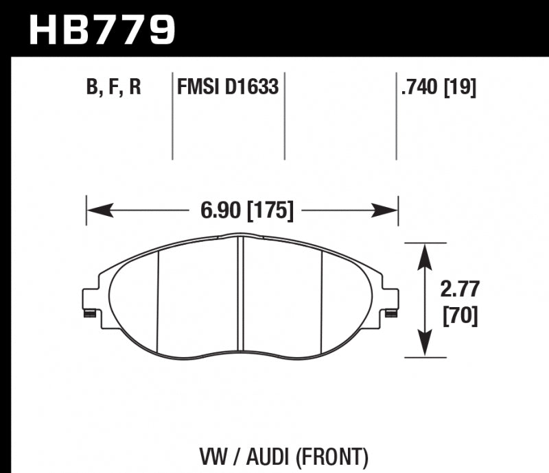 HAWK HB779F.740 Brake Pads HPS Front AUDI S3 2015-2019/VW Golf R 2015+/GTI Sport 2017+ Photo-1 