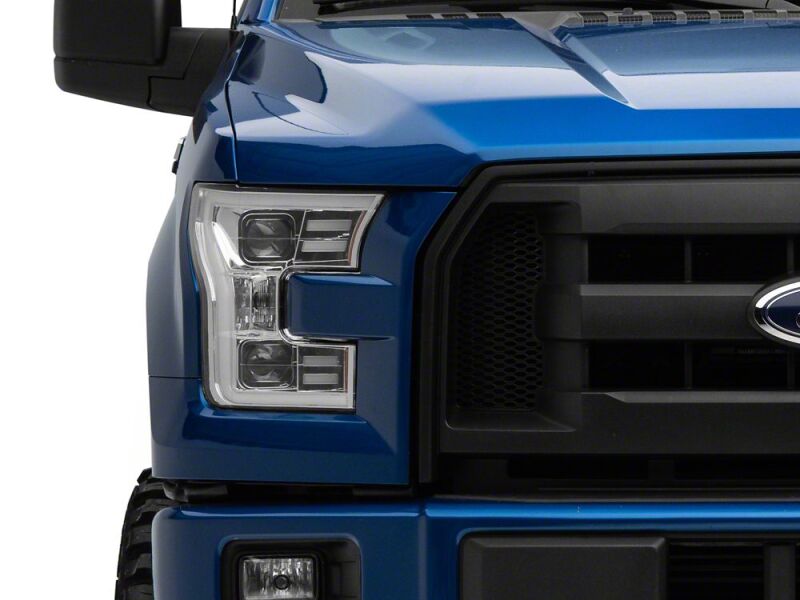Raxiom 15-17 Ford F-150 Projector Headlights with LED Accent- Chrome Housing- Clear Lens