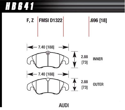 HAWK HB641F.696 Front brake pads AUDI A4/A5/A6 Quattro/S4/S5 Premium Plus Photo-2 