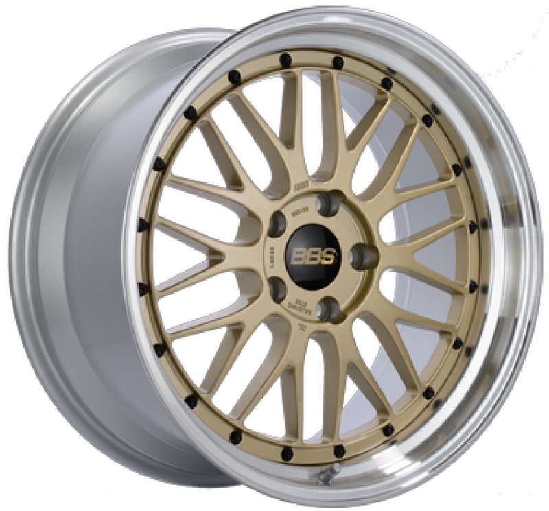 BBS LM 18x10 5x114.3 ET25 PFS Gold Center Diamond-Cut Rim Wheel PFS/Clip Req
