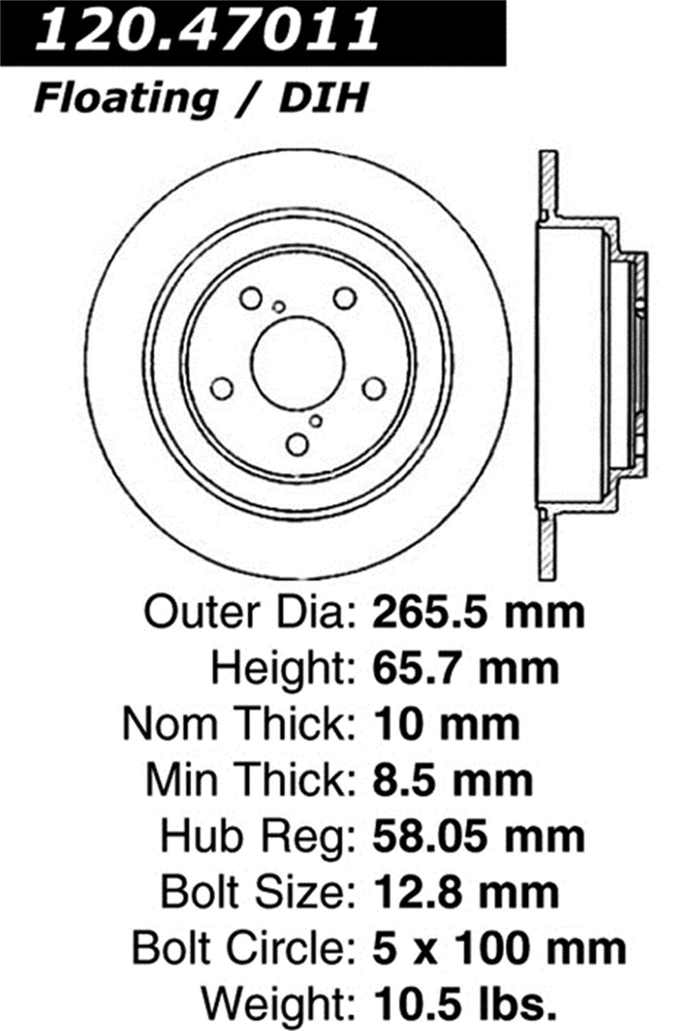 STOPTECH 120.47011 Brake disc (rear) SUBARU Models (inc. 2002-2005 WRX) (26610mm) Photo-2 