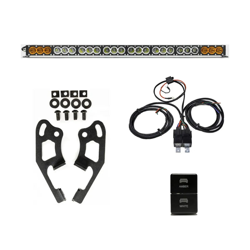 Cali Raised Sherpa Roof Rack Dual Funct. Light Bar & Mount Brckt Kit w/ Wire Harness & Small Switch