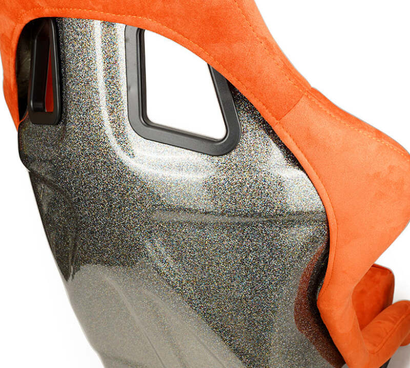 NRG FRP Bucket Seat ULTRA Edition W/ Grey Pearlized Back / Orange Microfiber Material - Large