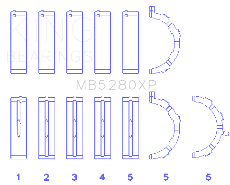 King Engine Bearings Ford Prod. V8 4.6L/5.4L (Size STDX) Performance Main Bearing Set