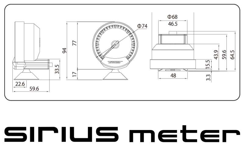 GReddy Sirius Meter - Turbo Boost 74mm Analog Display Gauge (w/Boost Sensor & Harness Set)