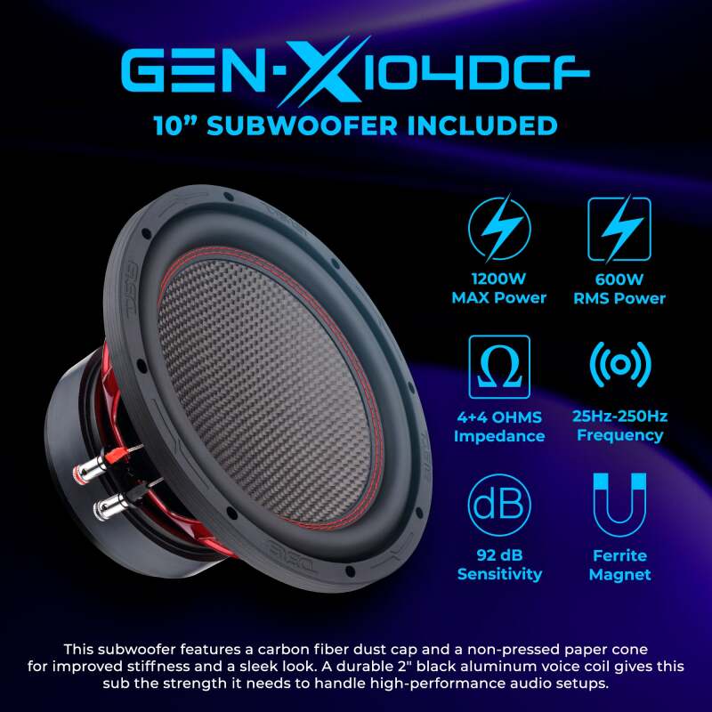 DS18 RZR Pro 20-24 Under Dashboard Subwoofer Enclosure 1 x GEN-X104DCF Included IP65 OEM Fit