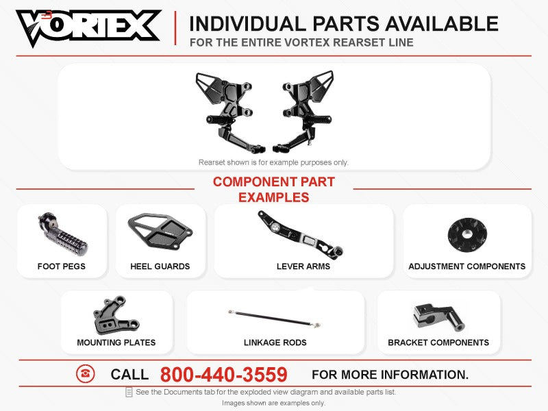 Vortex Racing Rearsets Replacement Rear Set- Black
