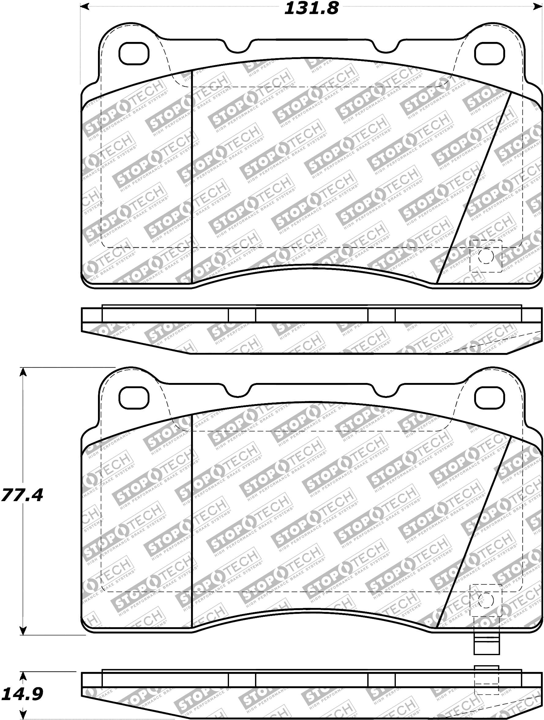 STOPTECH 305.09610 Rear Street Select Brake Pads with Hardware INFINITI/NISSAN 350Z/BRZ/G35/Impreza 2003-2018 Photo-2 