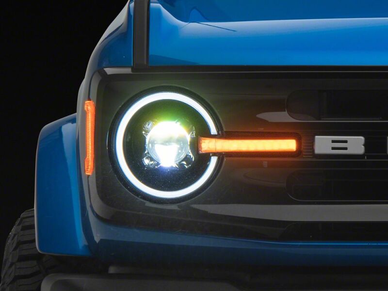 Raxiom 21-26 Ford Bronco LED Halo Headlights with White Backlight- Black Housing- Clear Lens