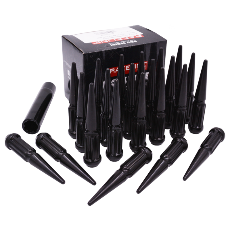 Raceline 12x1.5 XL Spike Black Lug Nuts (Set of 24)