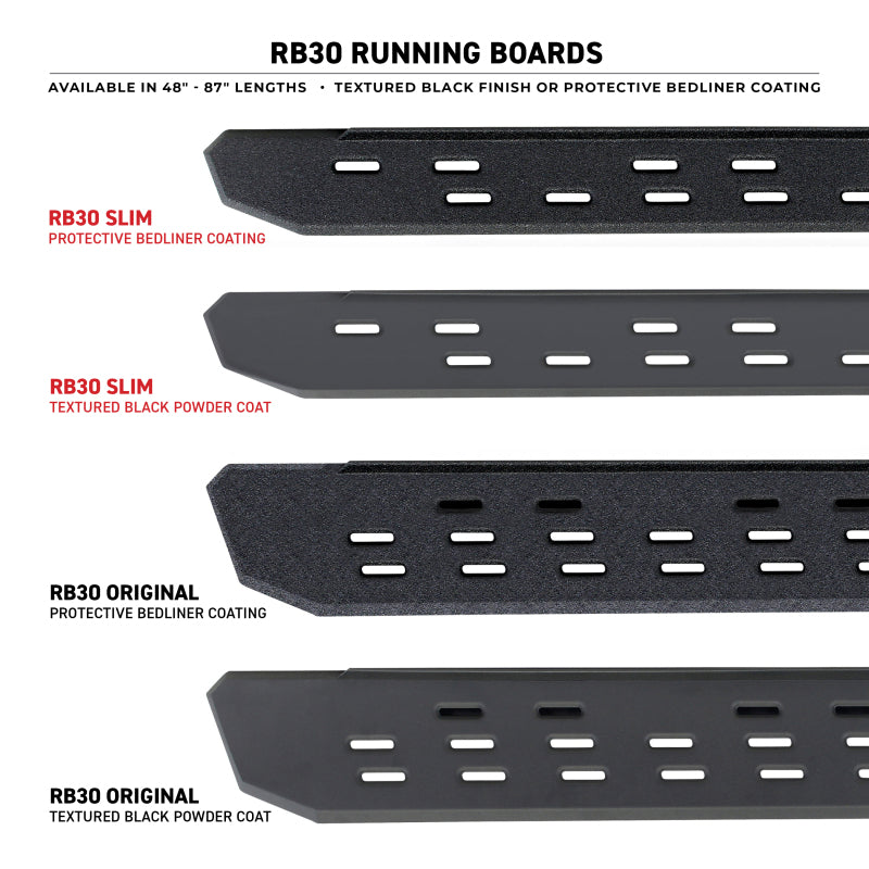 Go Rhino 20-25 Chevrolet Silverado 2500 RB30 Slim Running board + Brackets - Textured Black