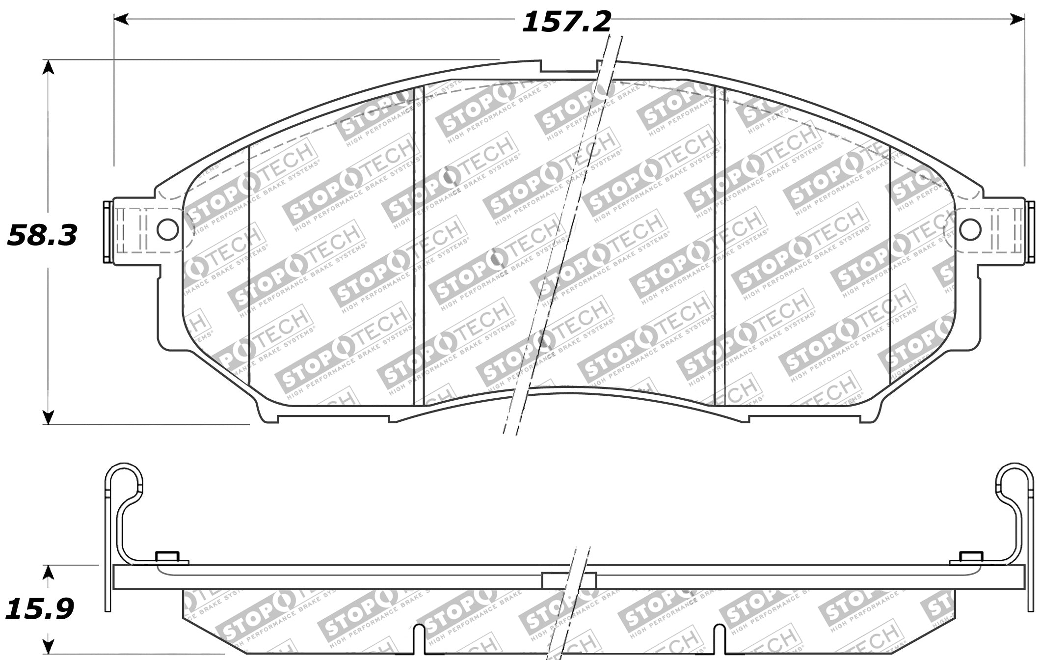 STOPTECH 309.08880 Front Sport Brake Pads with Shims & Hardware INFINITI EX37 2013-2015 / NISSAN 350Z 2002-2009 Photo-1 