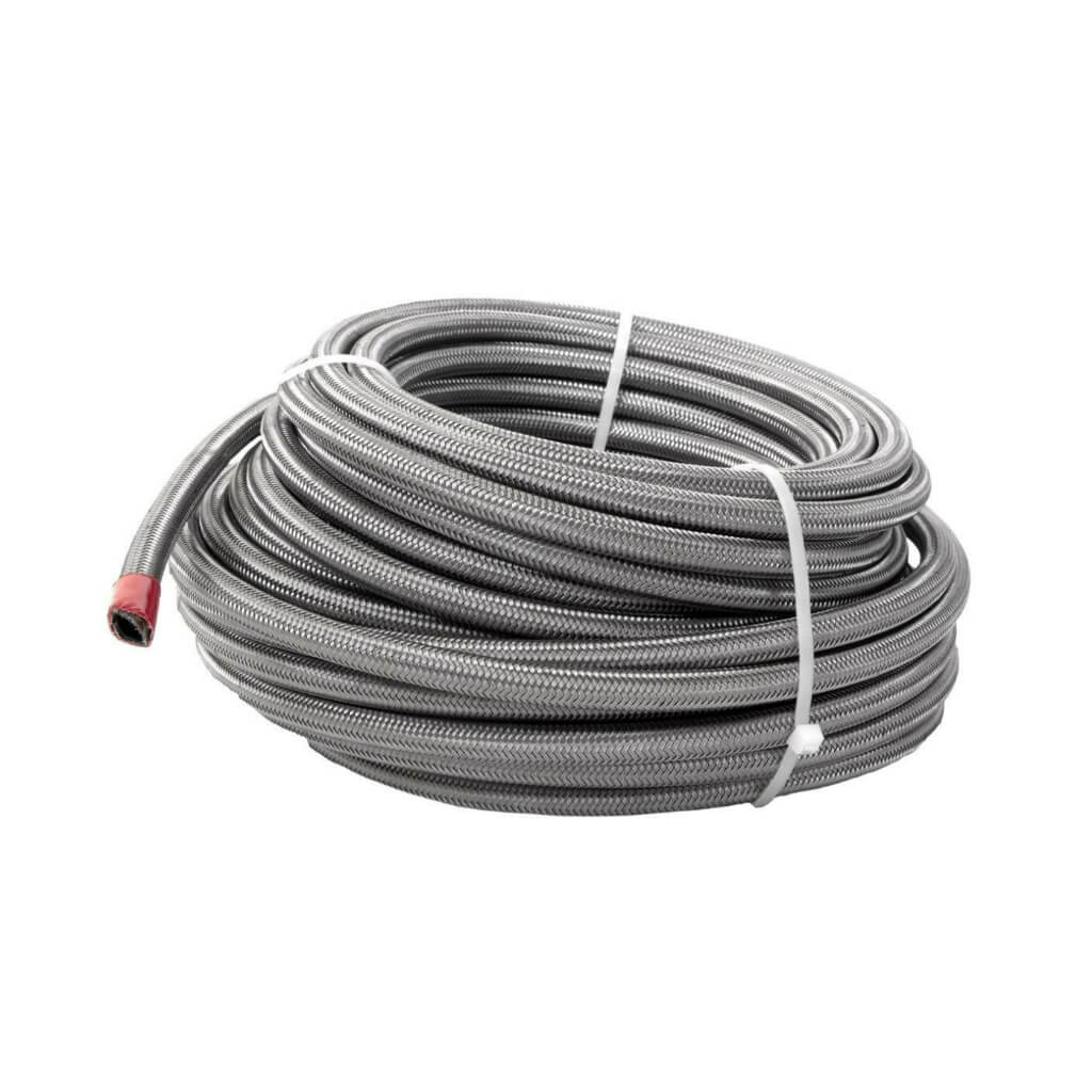 AEROMOTIVE 15304 Hose, Fuel, PTFE, Stainless Steel Braided, AN-08 x 4' Photo-1 