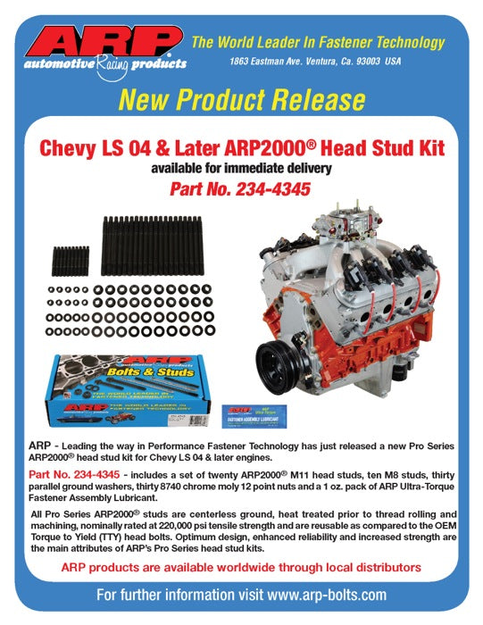 ARP 234-4345 Head Stud Kit for Gen III/IV LS Series small block (2004 & later) w/ all same length studs. ARP2000. 12pt Photo-3 