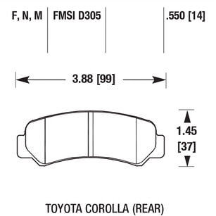 HAWK HB203N.550 Brake Pads HP Plus Rear TOYOTA Corolla GTX 1984-87 Photo-2 