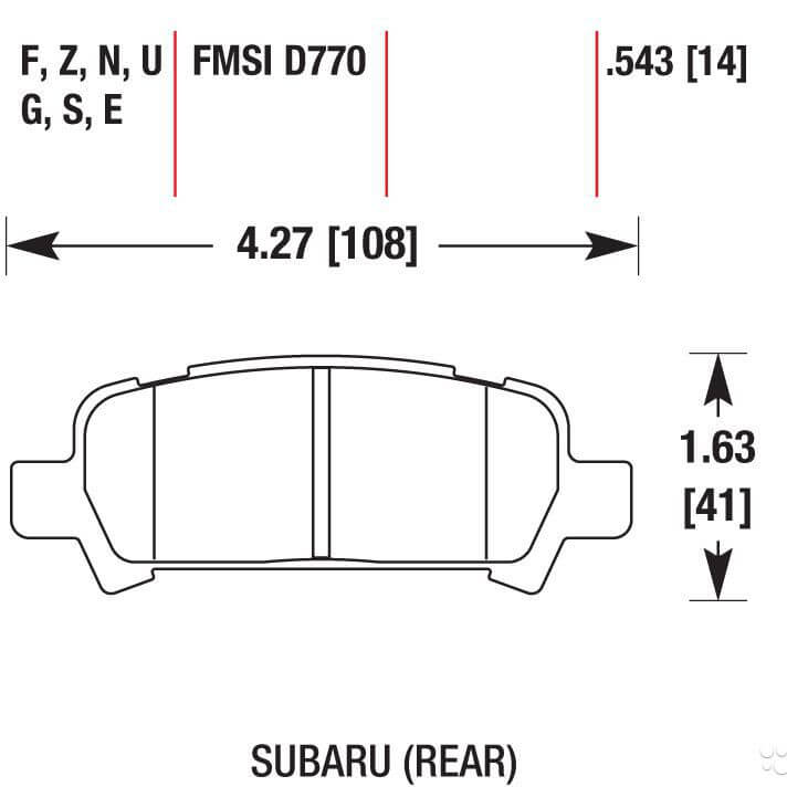 HAWK HB434F.543 Rear brake pads for SUBARU Forester 2002-08 / Impreza (non WRX STI) / Legacy Photo-2 