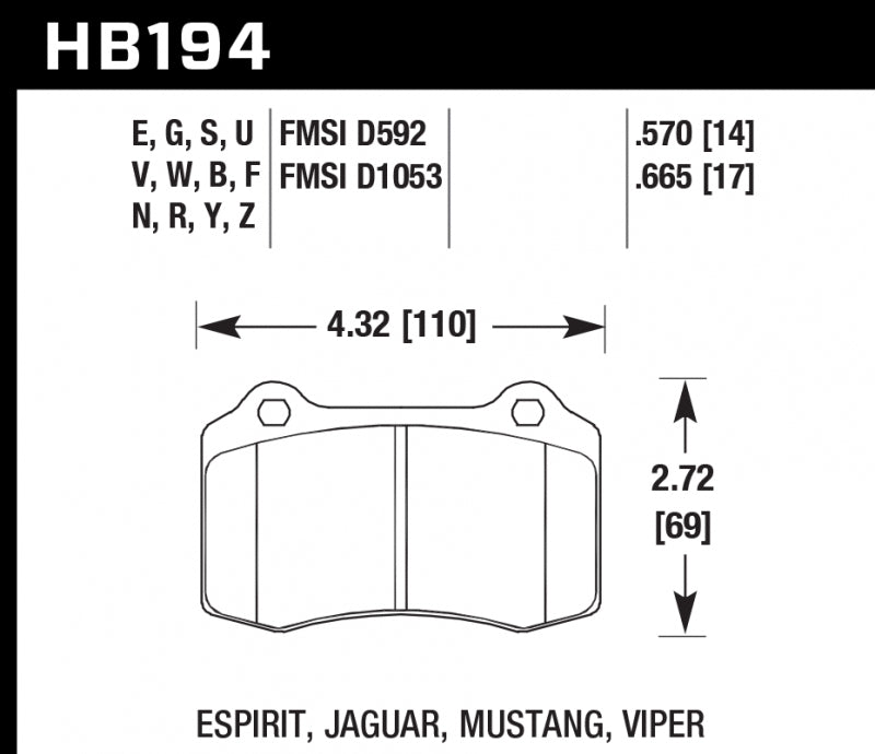 HAWK HB194B.570 Brake Pads HPS 5.0 Brembo 20.5187.30, 20.5272.12, 20.5272.22 Photo-1 