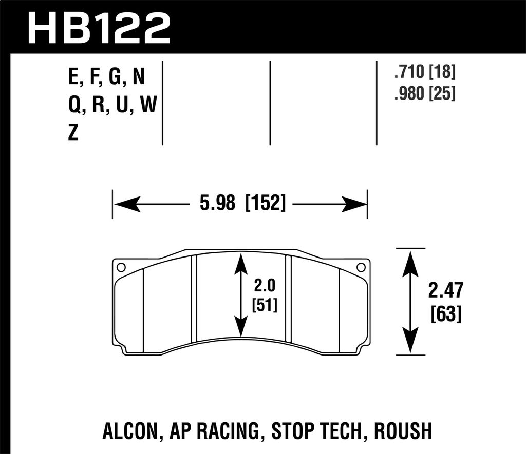 HAWK HB122F.710 Brake Pads HPS ALCON/AP RACING CP5555/STOPTECH ST60 Photo-1 