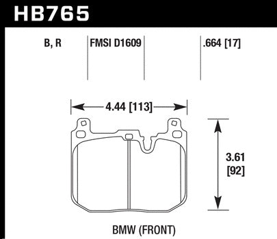 HAWK HB765N.664 Brake Pads Front Street HP+ for BMW M3 (F80) / M4 (F82/F83) 2014-2020 Photo-2 