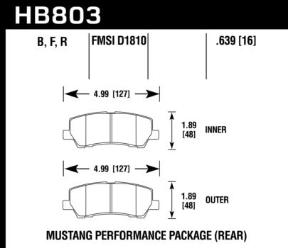 HAWK HB803B.639 Brake Padss HPS 5.0 Rear FORD Mustang EcoBoost/GT 2015-2019 Photo-1 