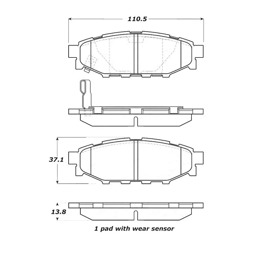 STOPTECH 308.11140 Rear Street Brake Pads with Shims & Hardware SCION/SUBARU BRZ/Crosstrek/Forester/FR-S 2005-2019 Photo-4 