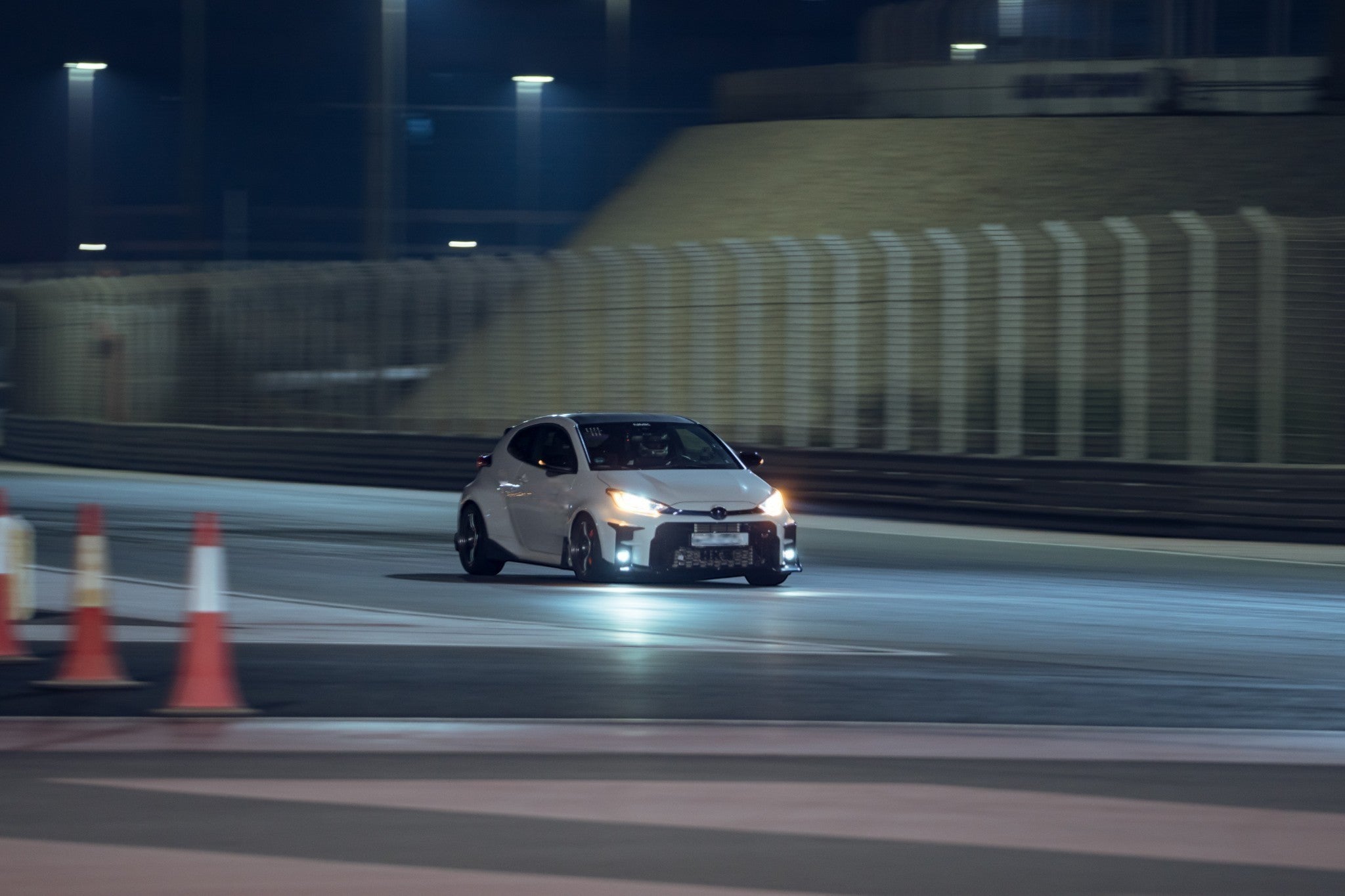 White TOYOTA YARIS GR on the Track | ATOMIC-SHOP