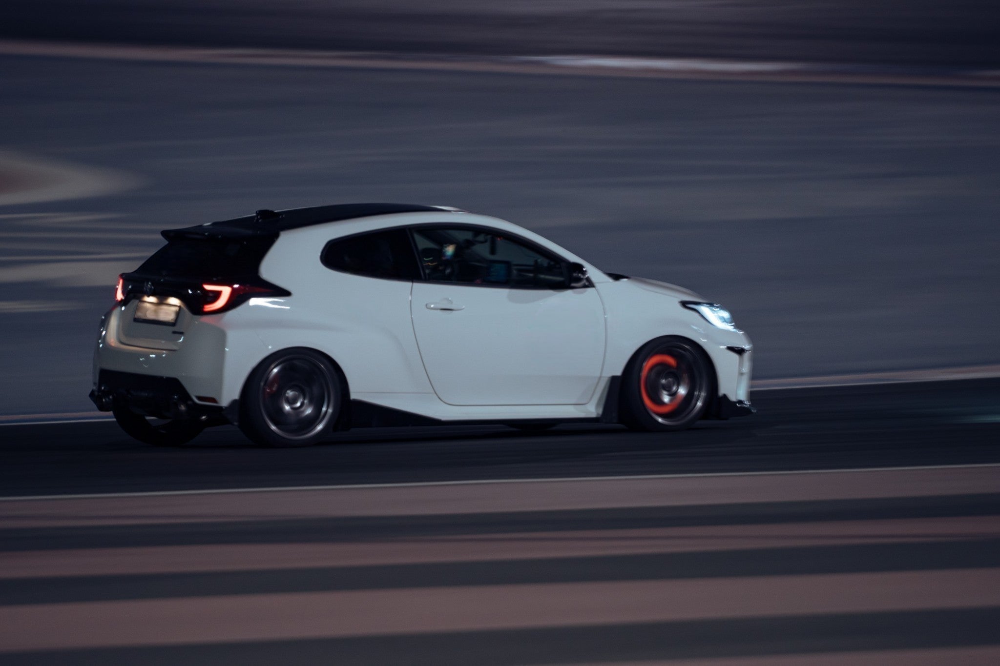 White TOYOTA YARIS GR on the Track | ATOMIC-SHOP