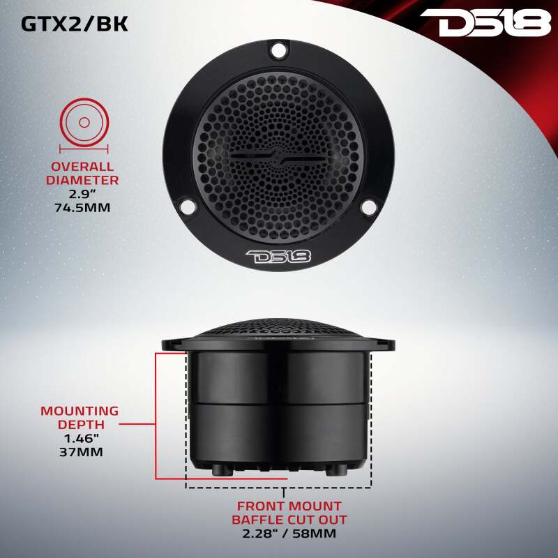 DS18 3in Neodymium Super Bullet 120 Watts RMS 1in Titanium Vc 4ohm Black