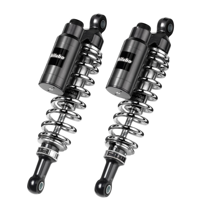 Bitubo WMT0 Twinshocks Adj.: Spring Preload, Reb., Comp., Length 320mm, Piggyback Tank, Chr Edition
