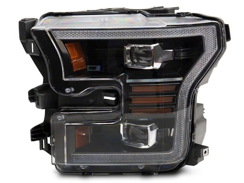 Raxiom 15-17 Ford F-150 LED Projector Headlights with LED Amber DRL- Black Housing- Clear Lens