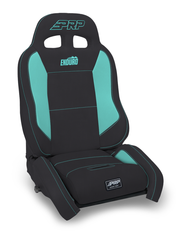 PRP EnduroCrawl Reclining Suspension Seat - Black/Teal Vinyl - Passenger