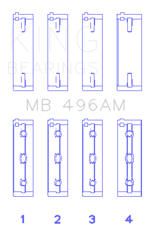 King Engine Bearings Mazda KL V6 (Size STD) Main Bearing Set of 4