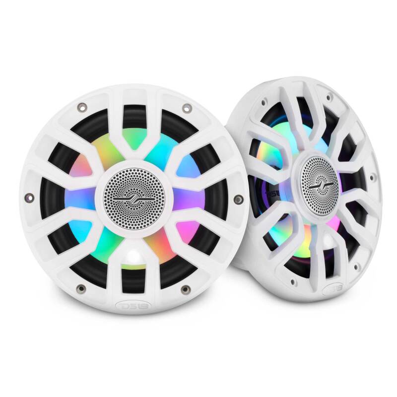 DS18 7.7in 2-Way 175 Watts RMS 4ohm Dgtl LED Lights Bullet Tweeter Cvrs Incl Wht Built-in Deck Light
