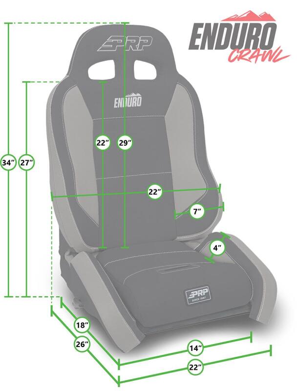 PRP EnduroCrawl Reclining Suspension Seat - Black/Orange Vinyl - Passenger