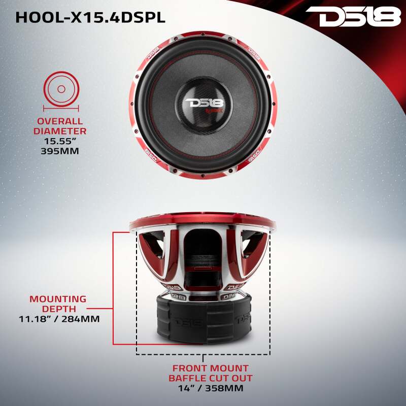 DS18 Hooligan Subwoofer 15in 4000 Watts RMS 4 ohm DVC