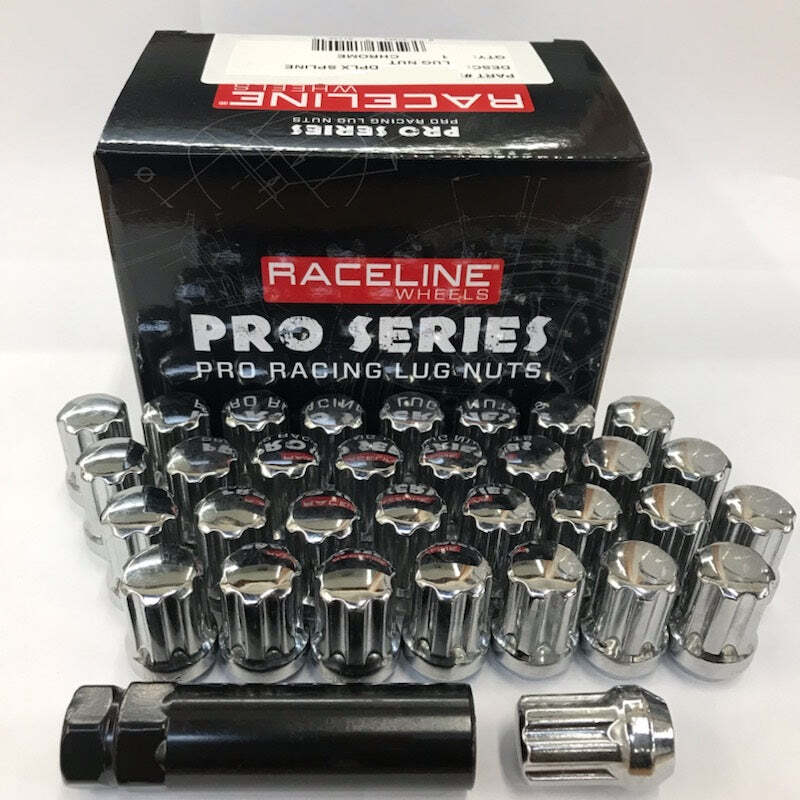 Raceline 9/16in Spline Chrome Lug Nuts (32 Pack)