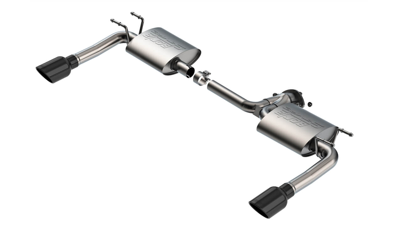 BORLA 11982BC Exhaust system Axle-Back 2.25", 2" S-TYPE S RD RL AC BC SR Tip: 4" RD X 8" Black chrome for MAZDA 3 2.5L 4 Cyl 2019-2023 Photo-1 