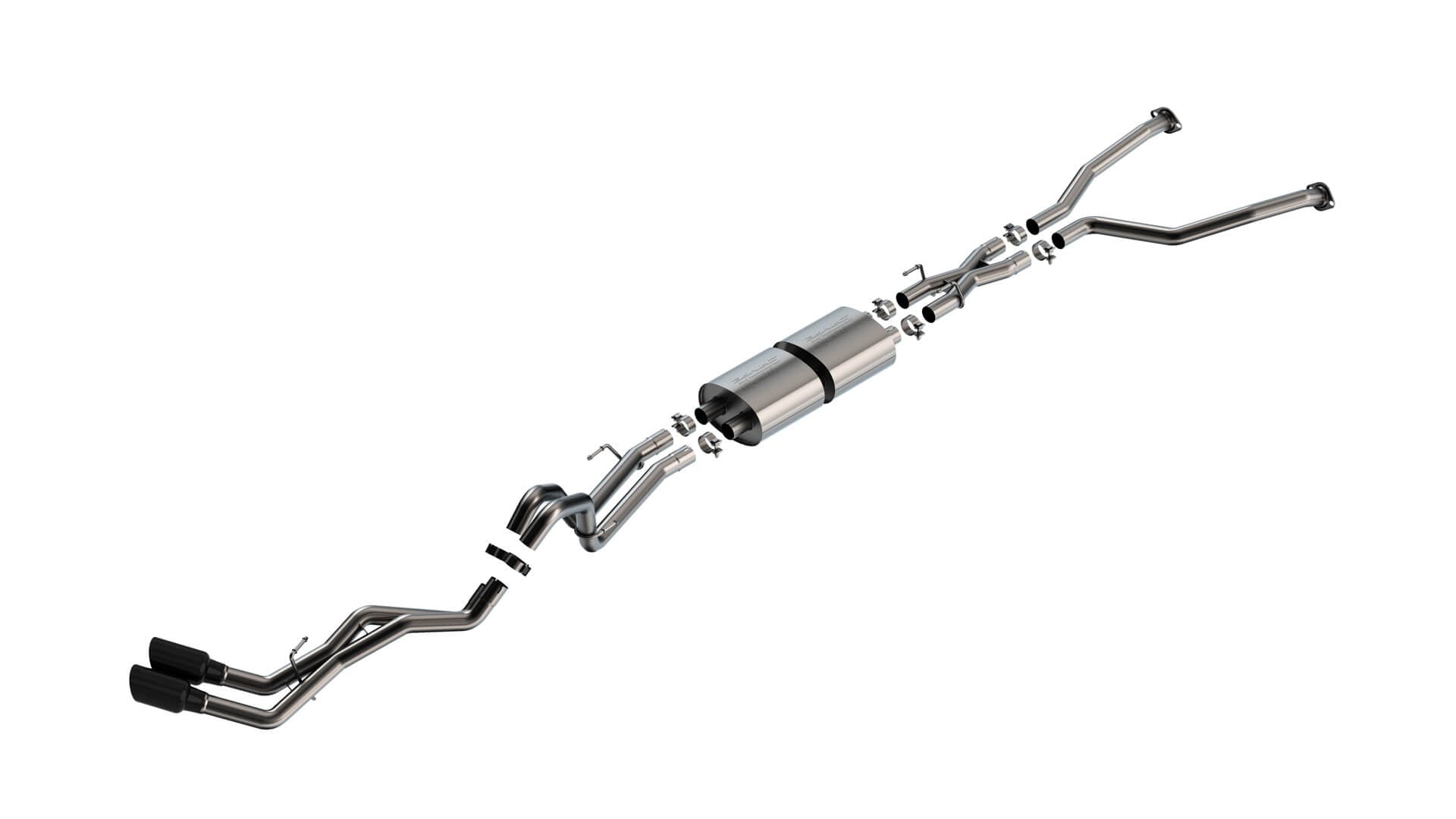 BORLA 140939BC Exhaust System Cat-Back "S-TYPE" D RD RL AC S 2.50" TIP: 4.50" RD X 10.00" BLACK CHROME for TOYOTA TUNDRA '22-'24 3.4L V6 AT 2+4WD 4DR CCSB+ECSTB WB 145.7" Photo-1 