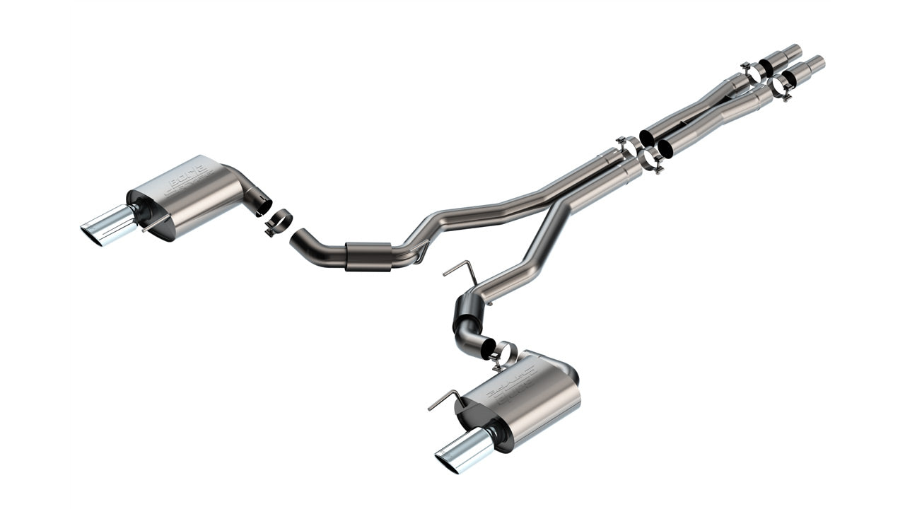 BORLA 140960 Exhaust system Cat-Back S-type 3" S RD RL AC SR Tip: 4" RD X 10.50" (Non-active exhaust) for FORD Mustang GT 5.0L V8 2024 Photo-1 