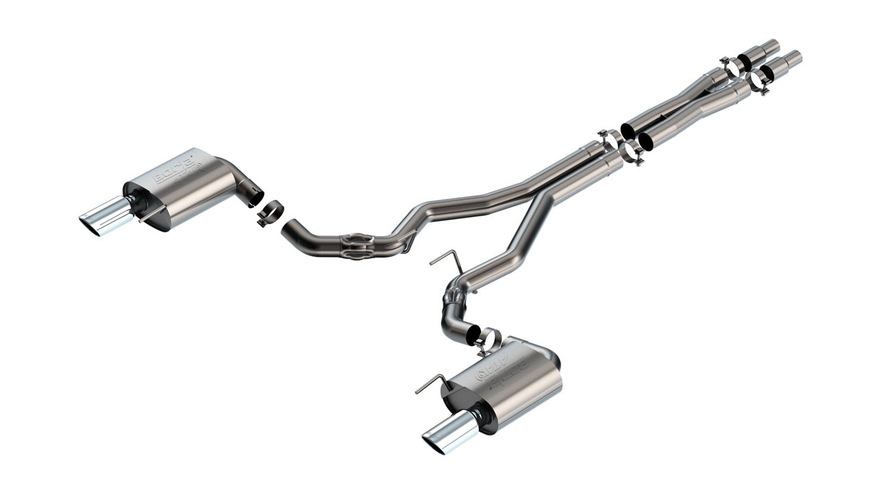 BORLA 140961 Exhaust system Cat-Back ATAK 3" S RD RL AC SR Tip: 4" RD X 10.50" (Non-active exhaust) for FORD Mustang GT 5.0L V8 2024 Photo-1 