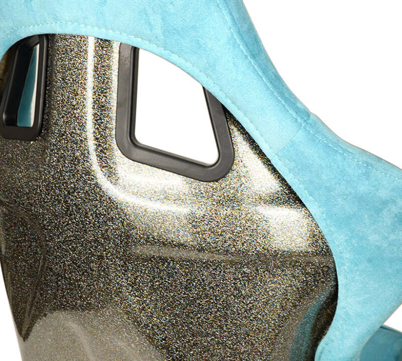 NRG FRP Bucket Seat ULTRA Edition W/ Grey Pearlized Back / Teal Microfiber Material - Large