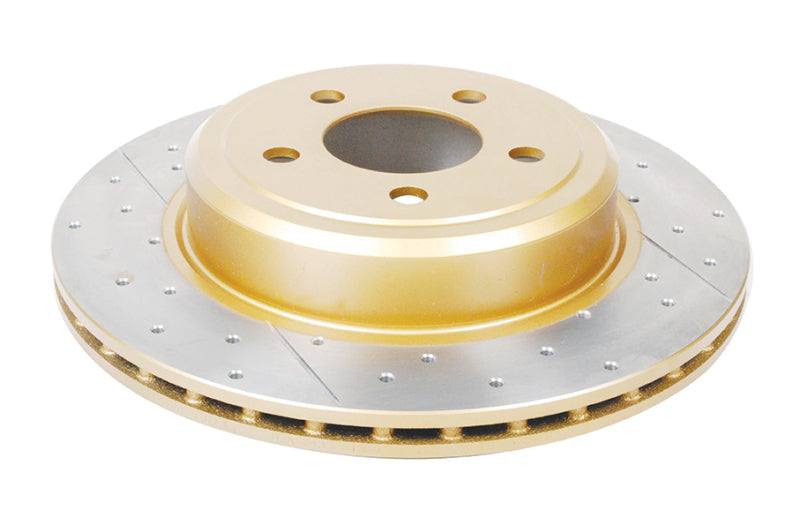 DBA 05-09 Chrysler 300 C Rear Gold Cross Drilled & Slotted KP Street Series Rotor