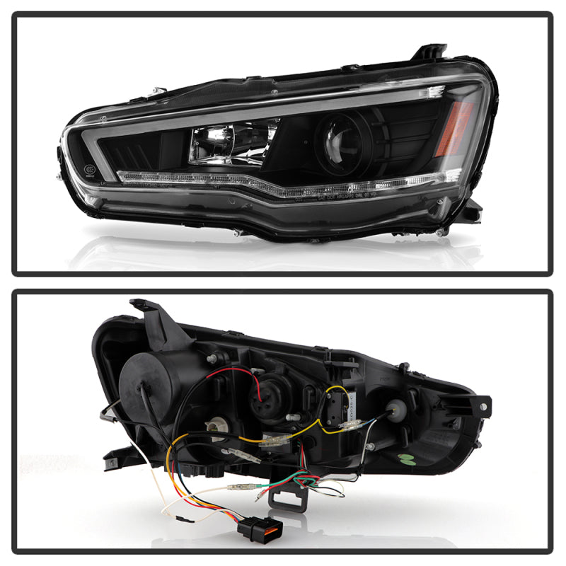 Spyder 08-17 Mitsubishi Lancer EVO 10 Projector Headlights - Black (PRO-YD-ML08V2SI-SEQ-BK)