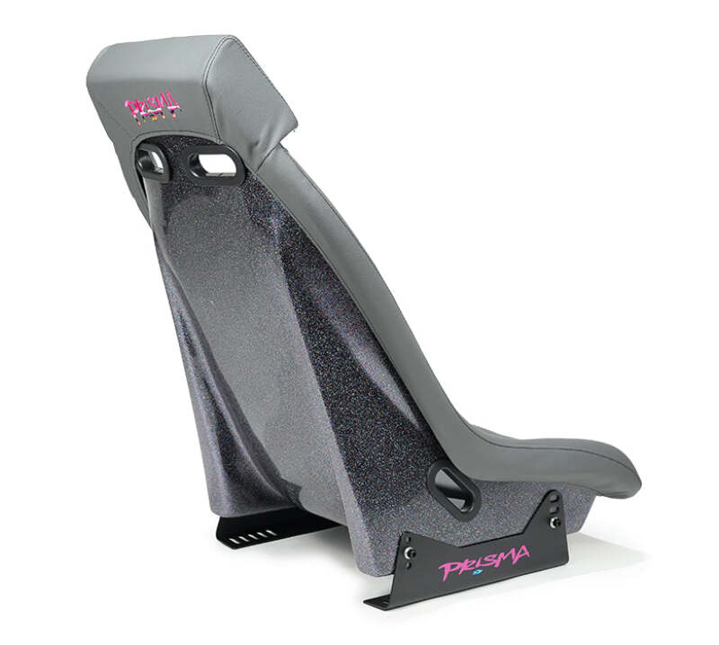 NRG GT Retro Bucket Seat -Gunmetal PVC Leather Gunmetal Stitching Multicolor Fiberglass Back Glitter