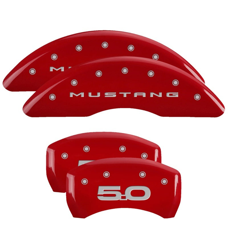 MGP 2024+ Ford Mustang GT 4 Caliper Covers Front & Rear - Red Finish w/ Mustang/5.0 Logo