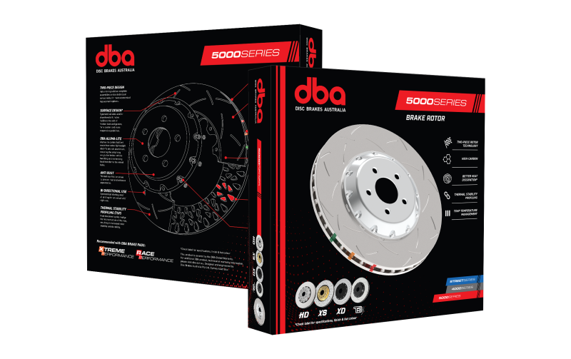 DBA 09-15 BMW 335d Front 5000 Series Drilled & Slotted Rotor w/Gold Hat
